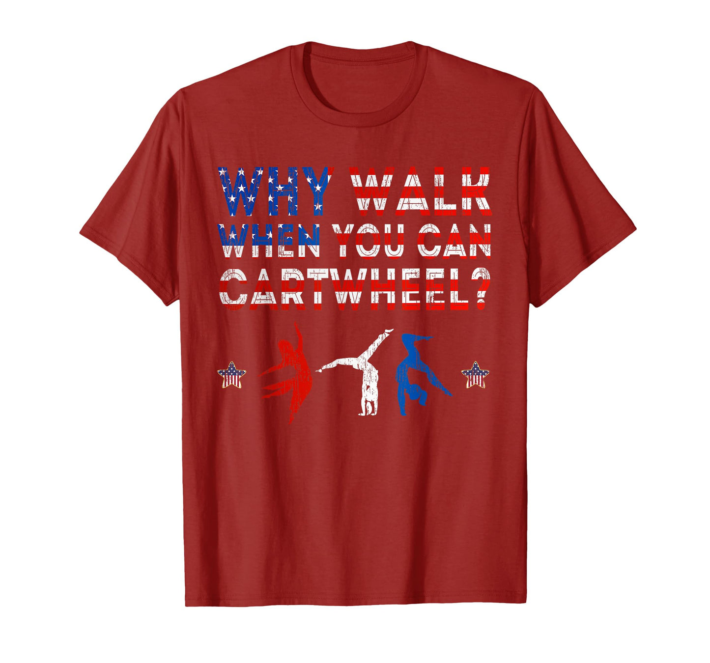 Gymnastics USA American Flag - Cartwheel Tumbling Funny Girl T-Shirt
