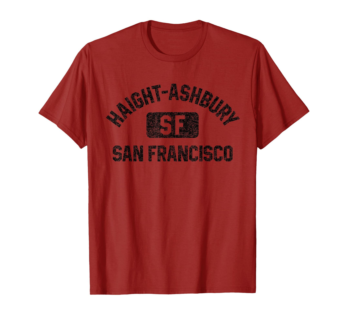 Haight-Ashbury SF Gym Style Gray with Distressed Black Print T-Shirt