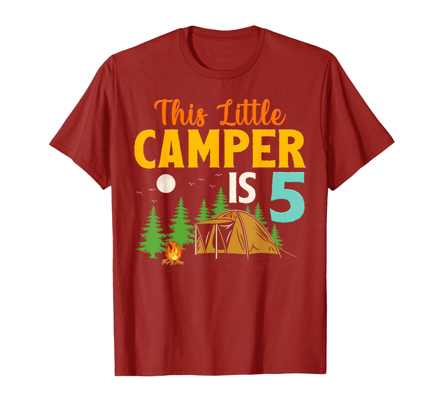 This Little Camper Is 5 Year Old Camping 5th Birthday Camp T-Shirt