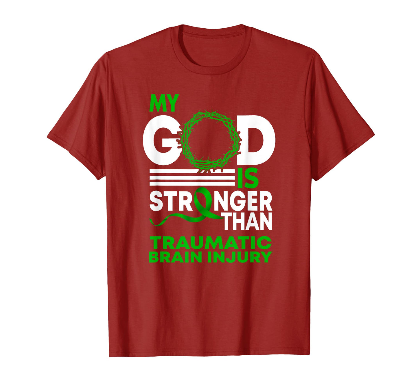 My God Stronger Than Traumatic Brain Injury Awareness Ribbon T-Shirt