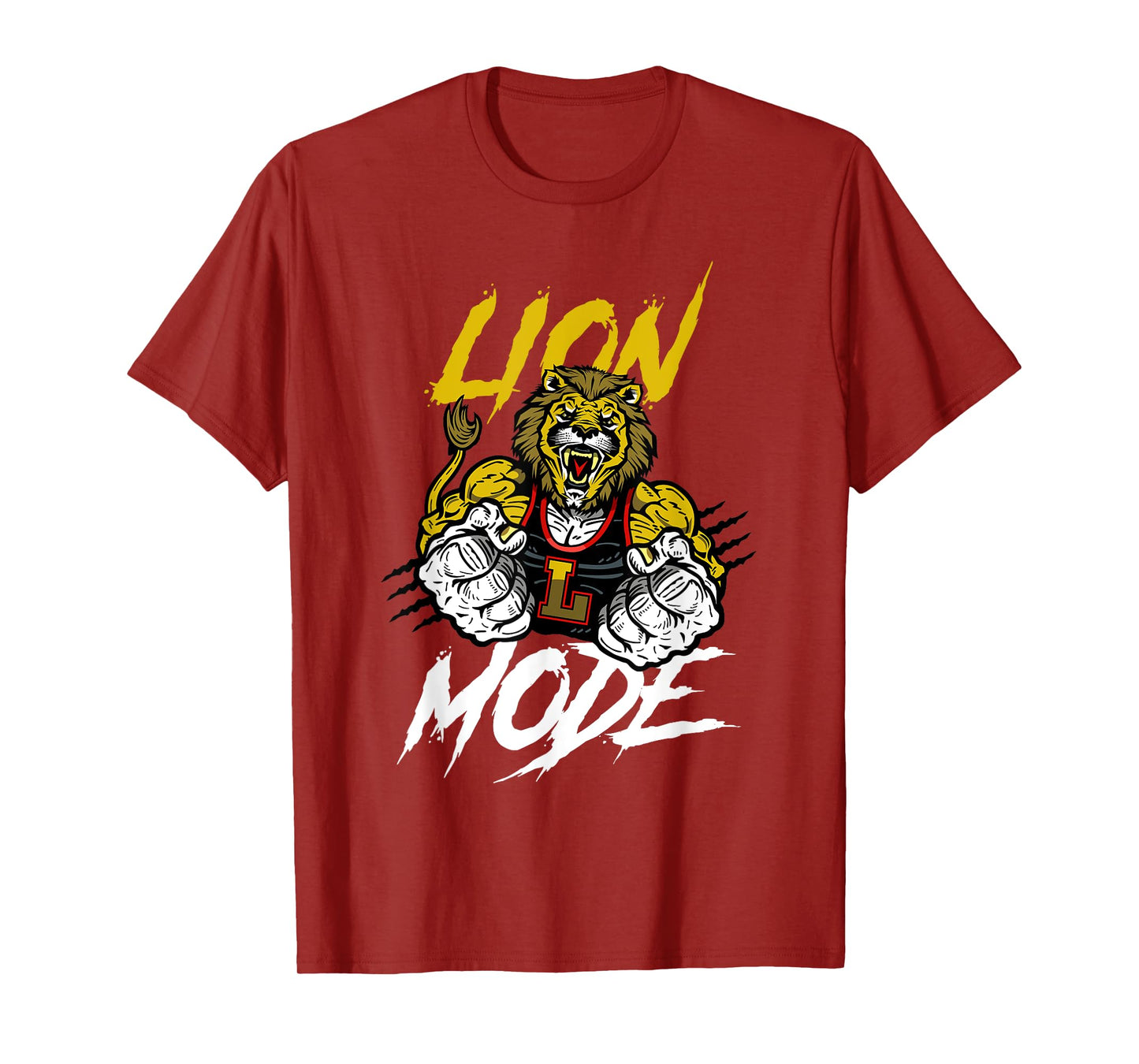 Lion Mode Big Biceps Strong Lion Weightlifting Gym Workout T-Shirt