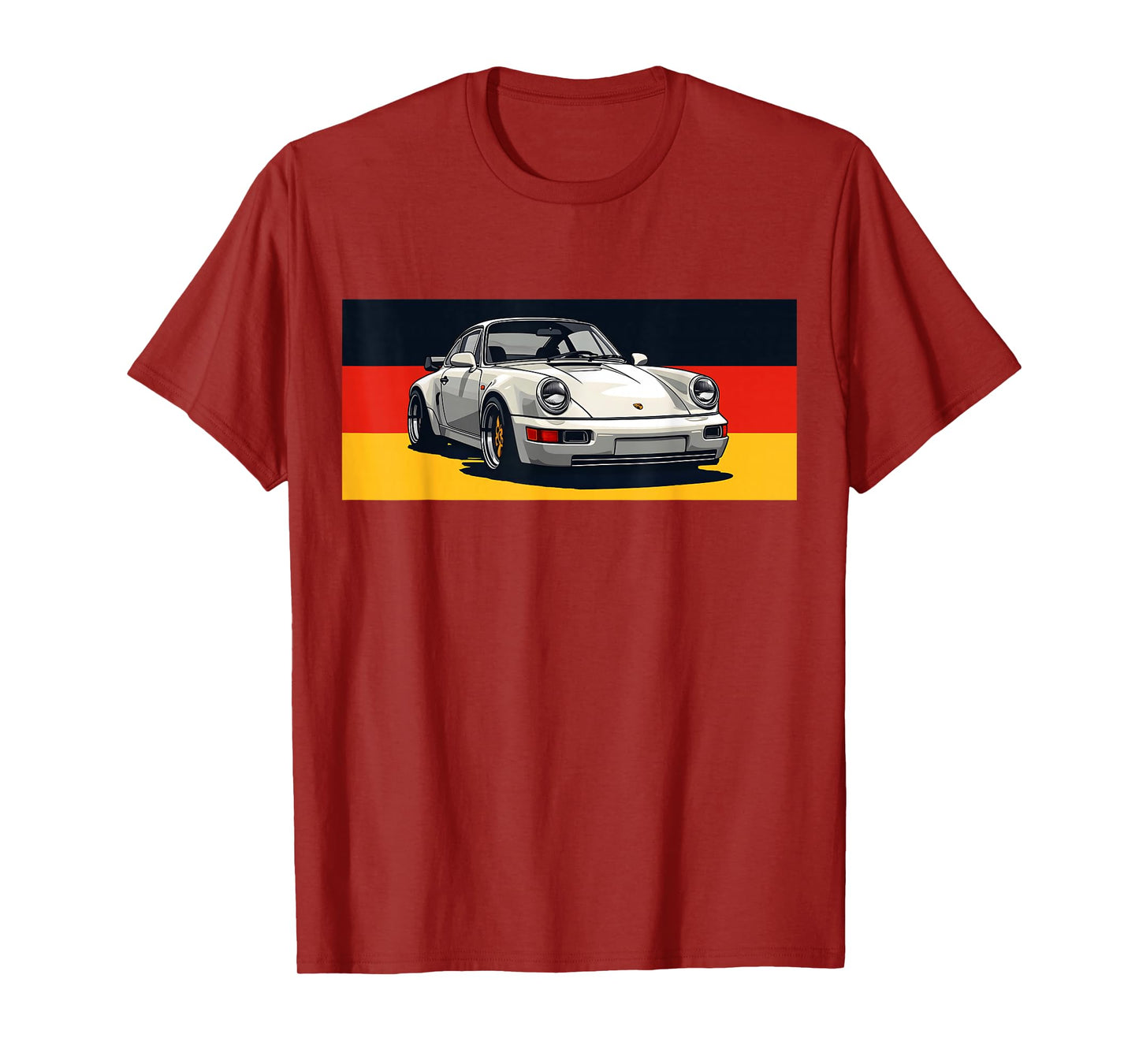 911 Retro Vintage 964 Turbo Car Classic German Flag Track T-Shirt - Black, Small, Unisex-Adults, Short Sleeve, T-Shirt, Car-Themed