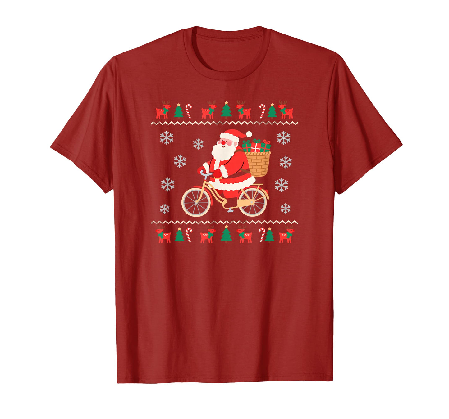 Santa Claus Christmas Ridig a Bicycle Gift Season T-Shirt