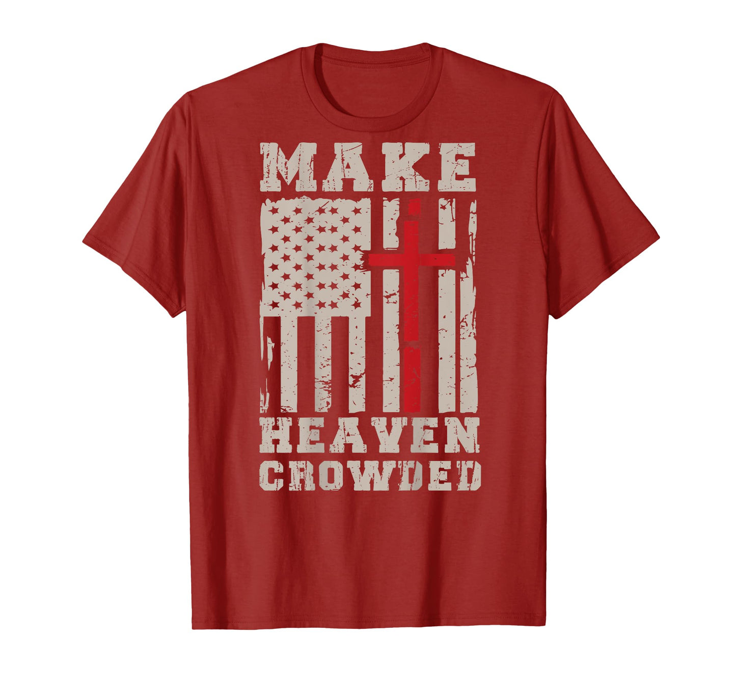 Men's Make Heaven Crowded Christian God On Back Graphic Tee T-Shirt