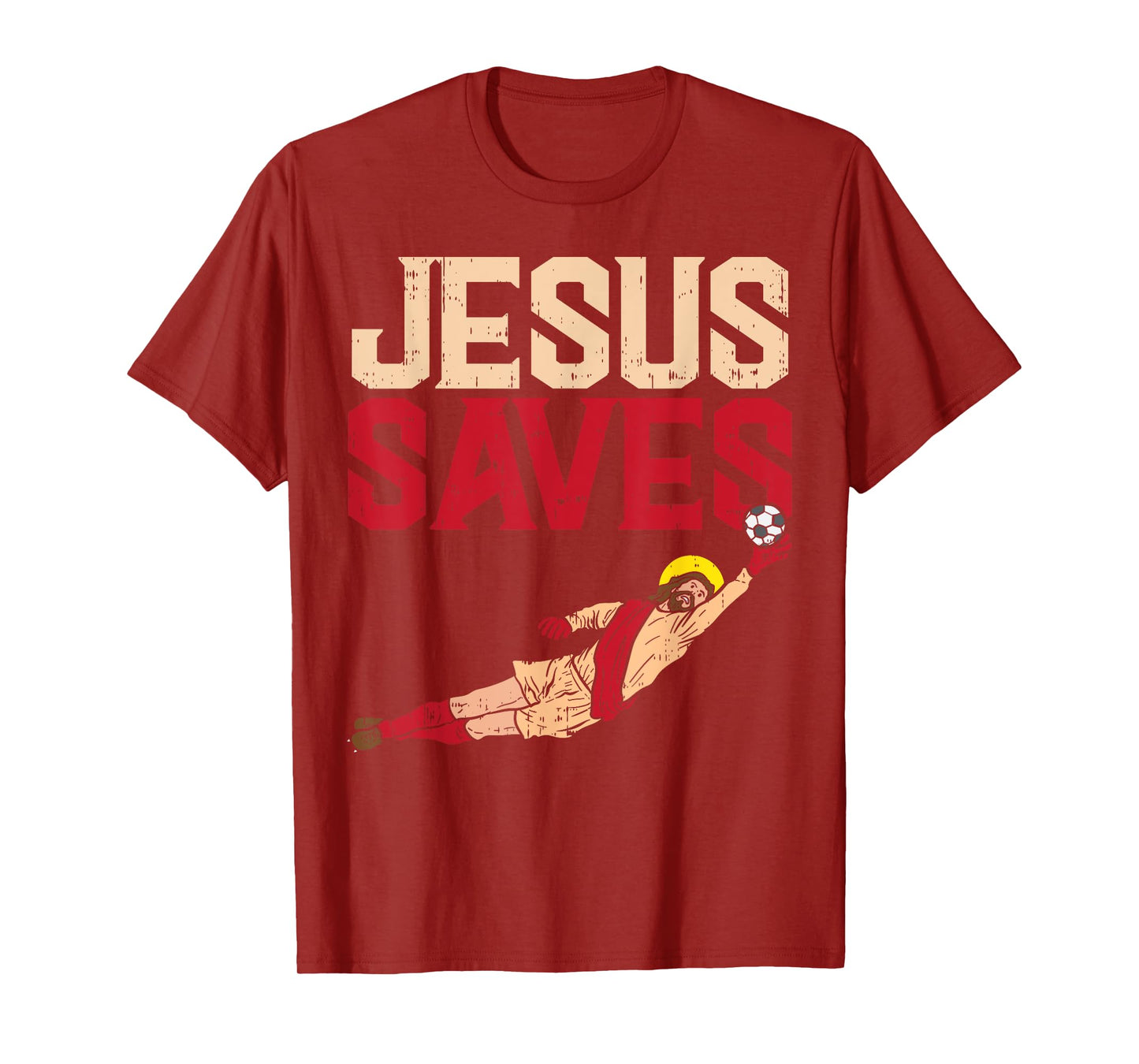 Jesus Saves Soccer Football Goalie Sport God Christian Gift T-Shirt