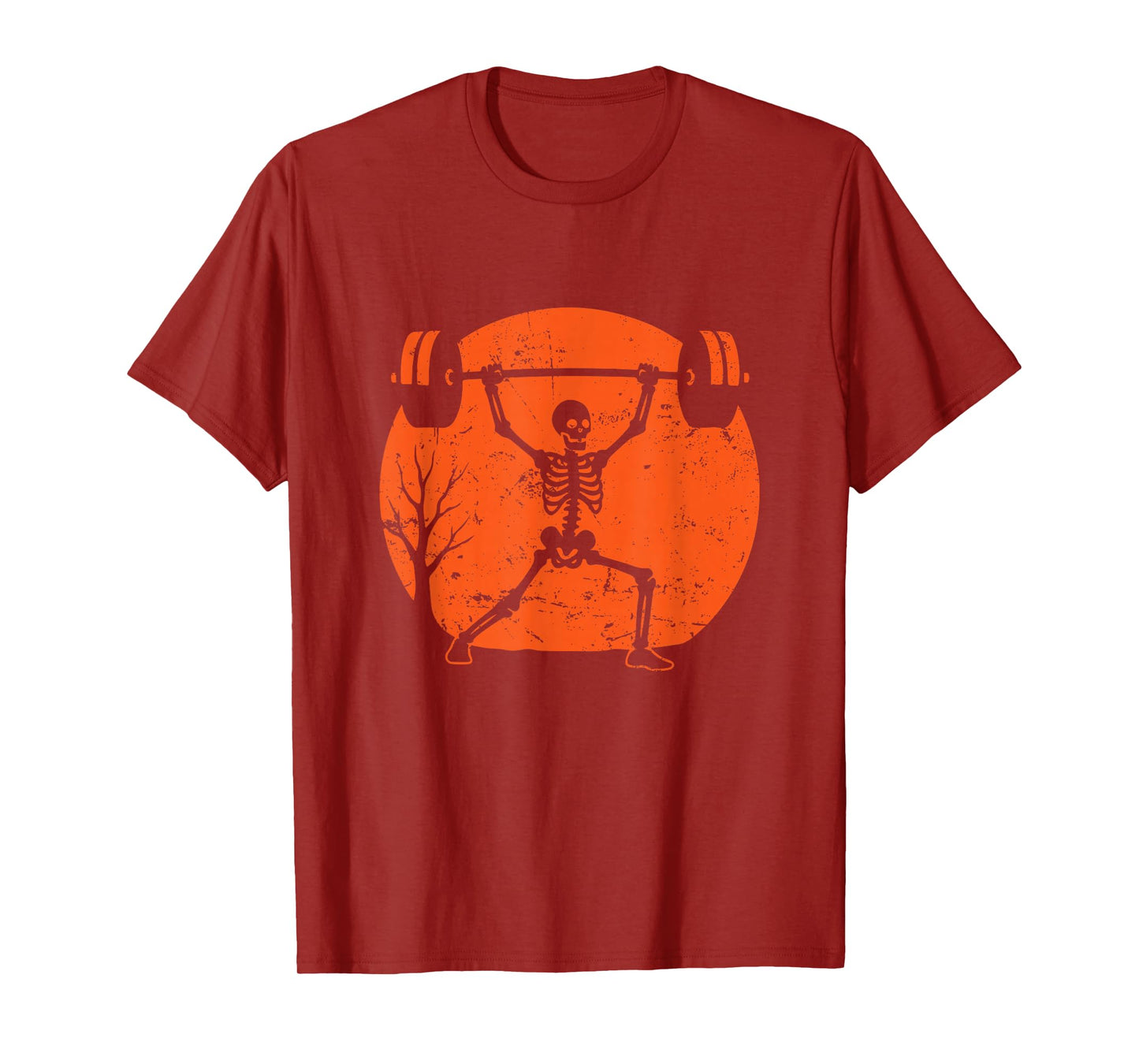 Skeleton Weightlifting Under Moon T-Shirt