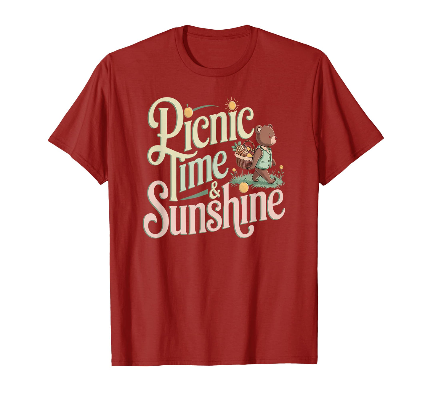 Picnic Time Sunshine Bear Basket Nature Day T-Shirt