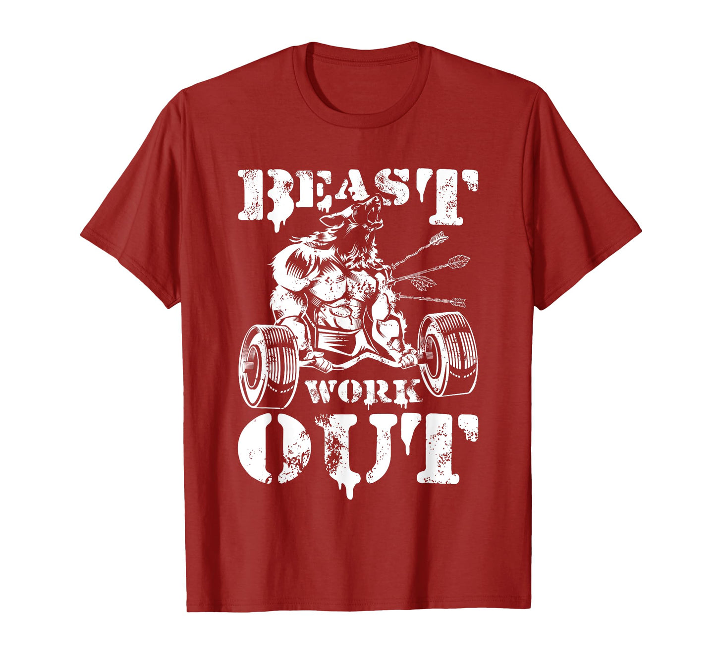 Beast Workout Wolf Lifting Weights Gym Fitness Muscles T-Shirt