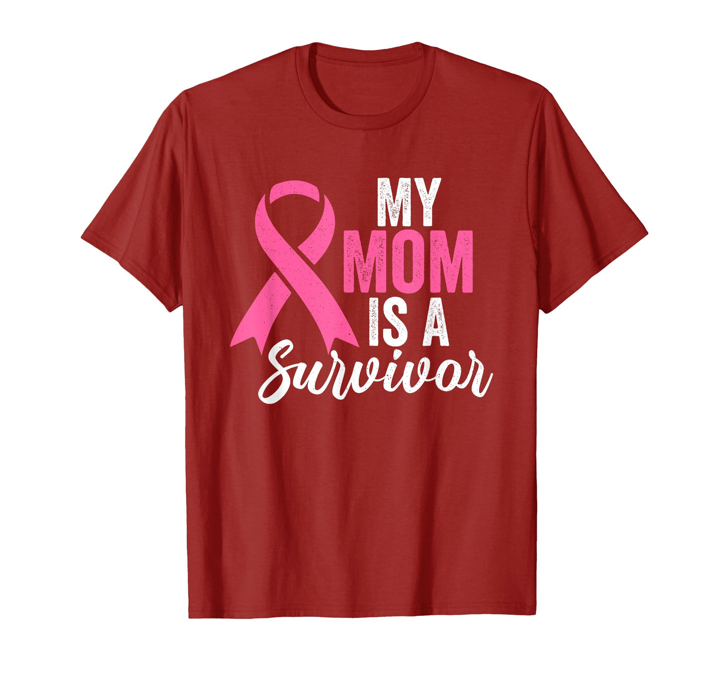 My Mom Is A Survivor Breast Cancer Awareness Pink Ribbon T-Shirt
