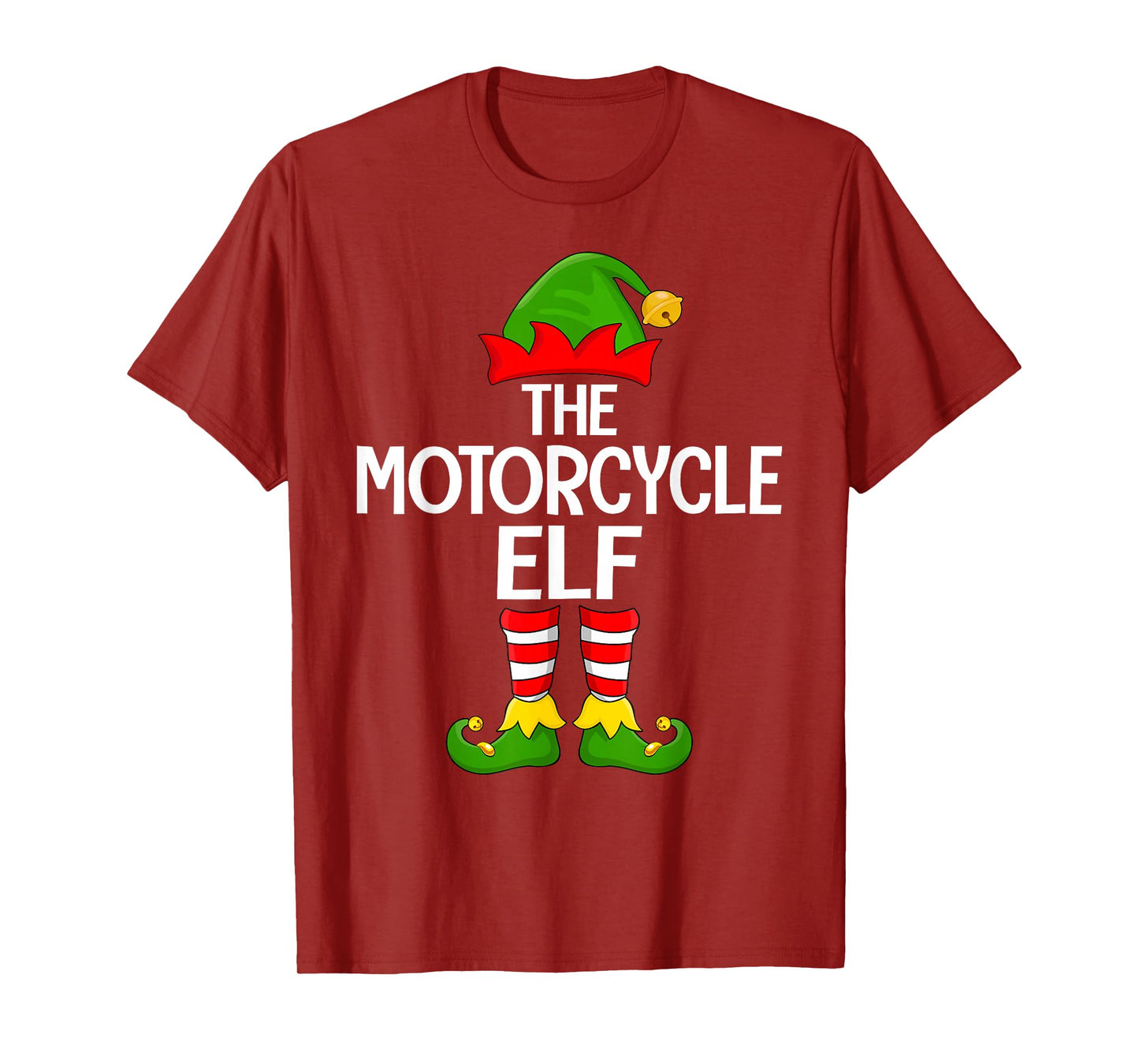 Motorcycle Elf Xmas Matching Family Elf Squad Christmas T-Shirt