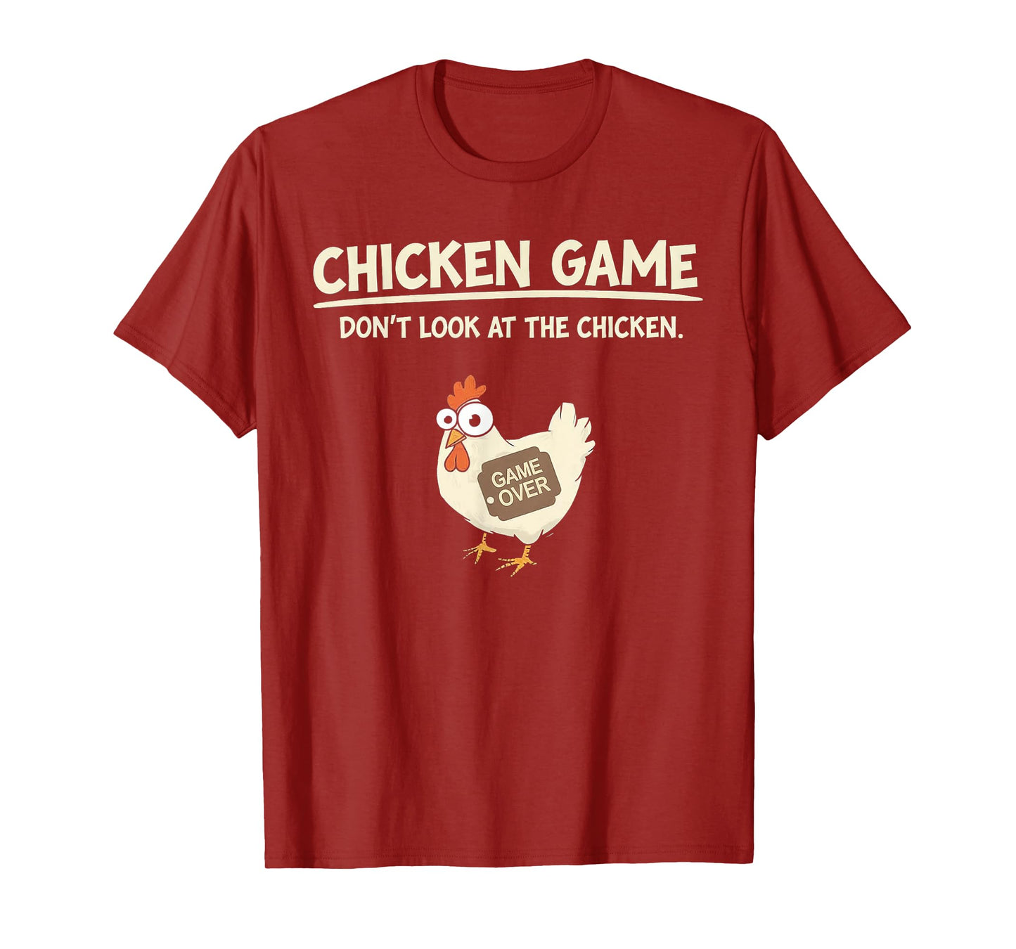 Funny Chicken Game Design LTD Unisex T-Shirt Chicken Game: Don't Look at the Chicken Black Small