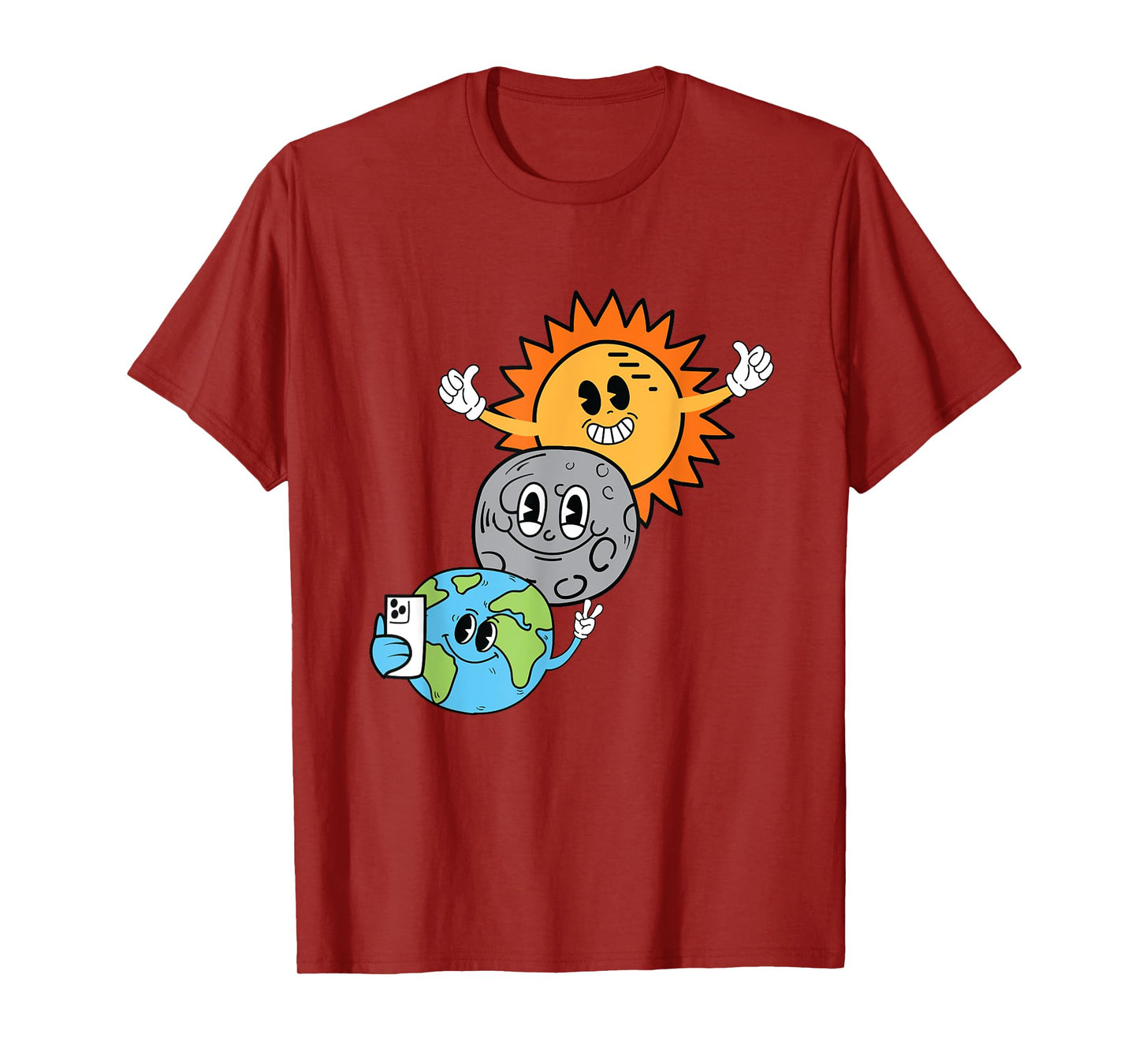 2024 Solar Eclipse Sun Moon Earth Selfie Kids Adult April 8 T-Shirt
