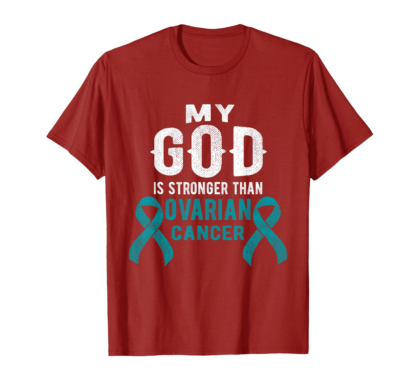 My God Is Stronger Than Ovarian Cancer Survivor Christian T-Shirt