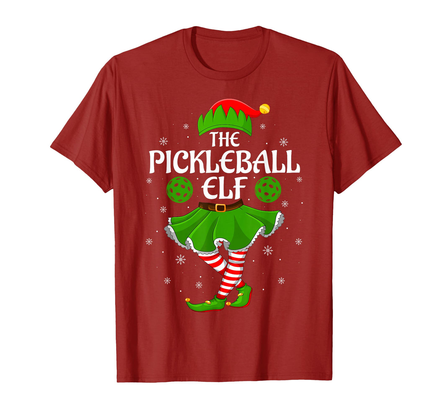 Pickleball Elf Christmas Family Girls Women Elf Squad Xmas T-Shirt