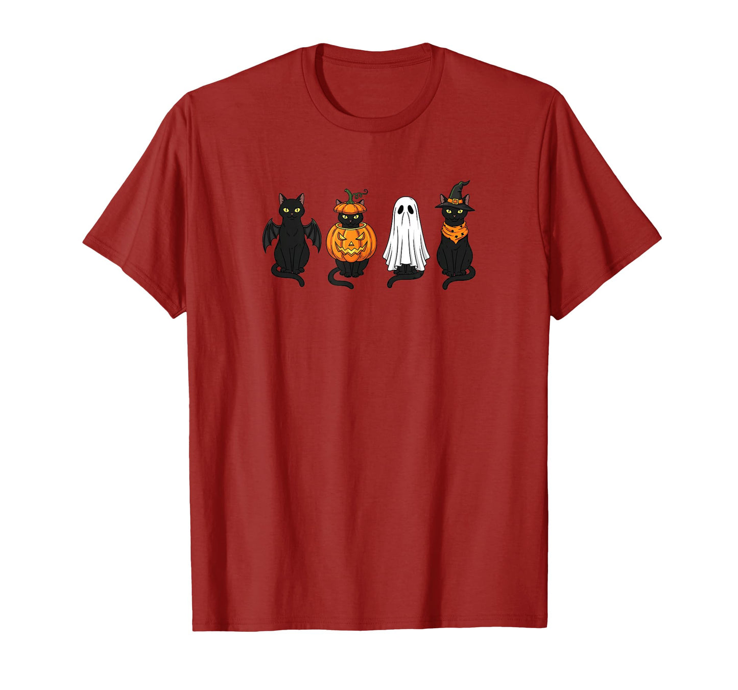 Black Witch Cat Ghost Pumpkin Halloween Funny T-Shirt