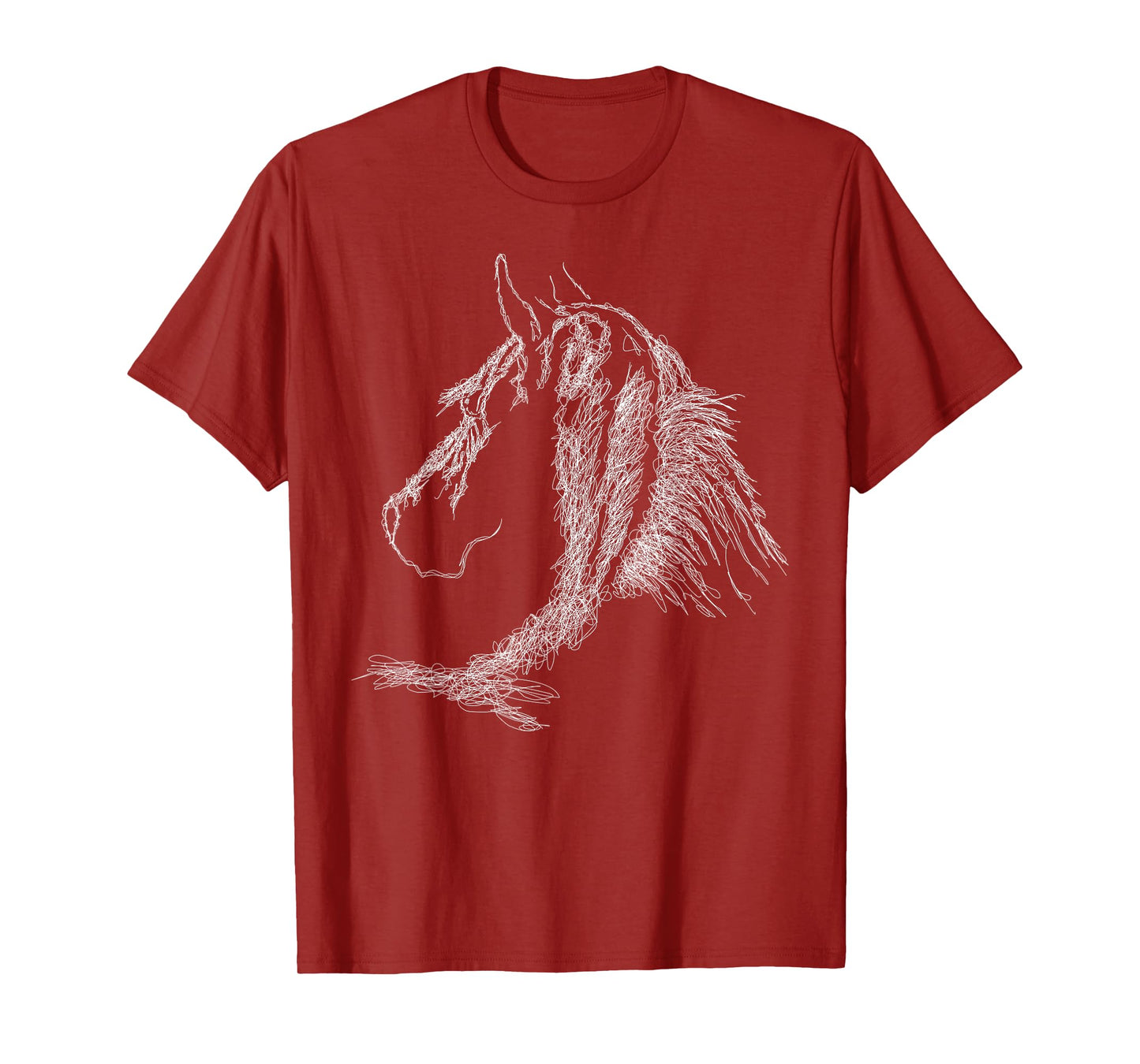 horse head scribble black art face for lover horses taming T-Shirt