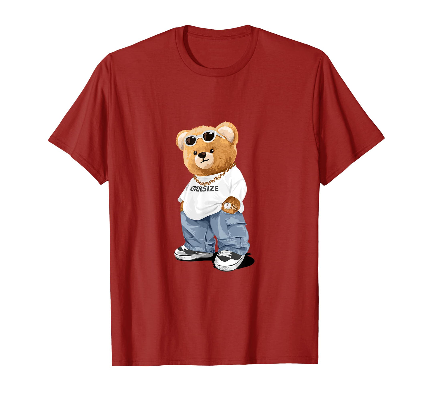 Bahaa's Tee Unisex-Adults Kids Oversize Teddy Bear Graphic Designs T-Shirt Black Short Sleeve Cotton Blend Casual Cartoon Winter All Ages 1 Count 0 Pockets Unique Graphic Design Blended Fabric