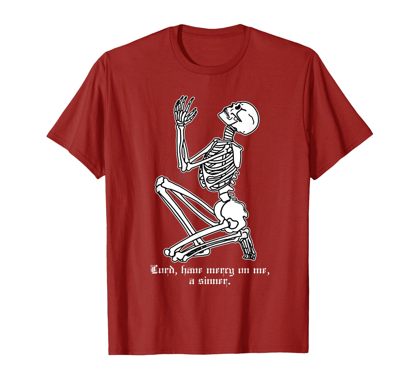 Skeleton Praying x Lord Have Mercy Sinner Gothic Blackwork T-Shirt