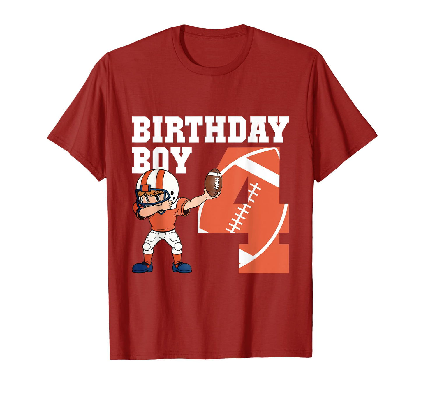 4th Birthday Boy Football Player Dabbing 4 Years Old Kids T-Shirt