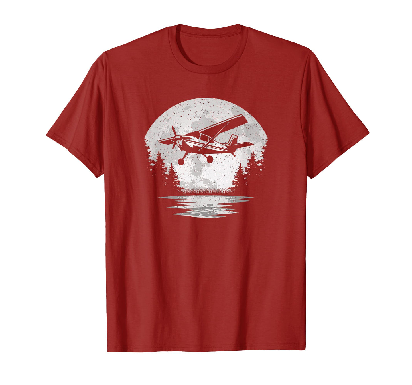 Vintage Airplane Moon Fly Plane Aviator Aviation Pilot Men T-Shirt