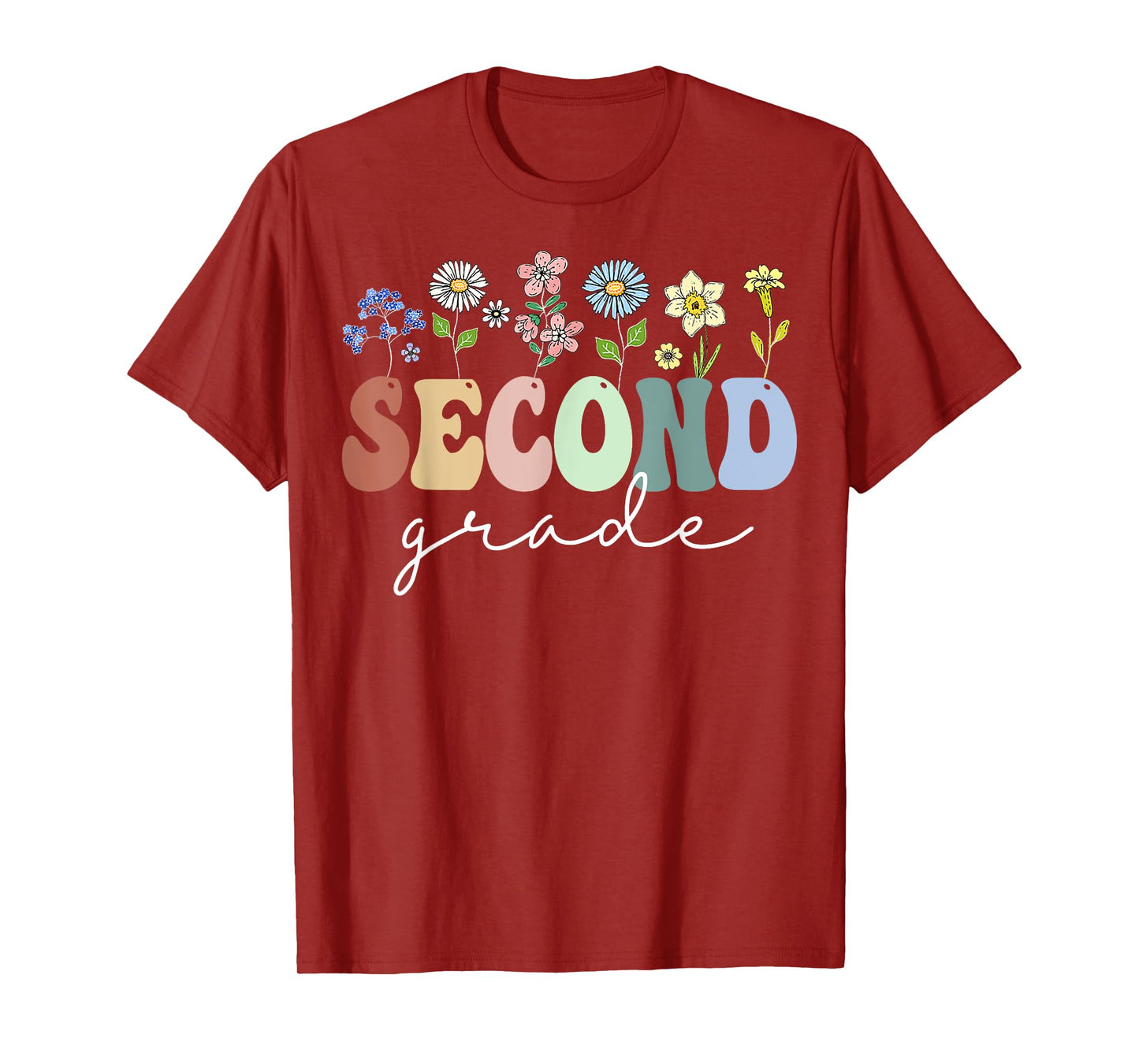 2nd Grade Wildflower Floral Back To School Gift For Teachers T-Shirt for Men Women Girls Kids