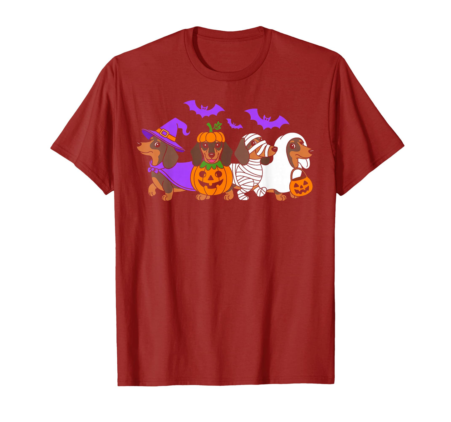 Weiner Dog Witch Happy Halloween T-Shirt