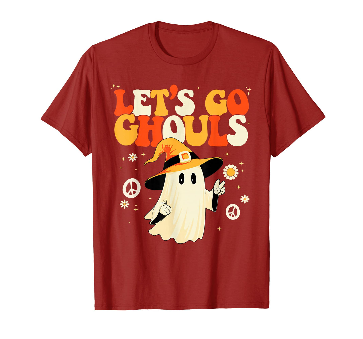 Let's Go Ghouls Halloween Ghost Outfit Costume Retro Groovy T-Shirt