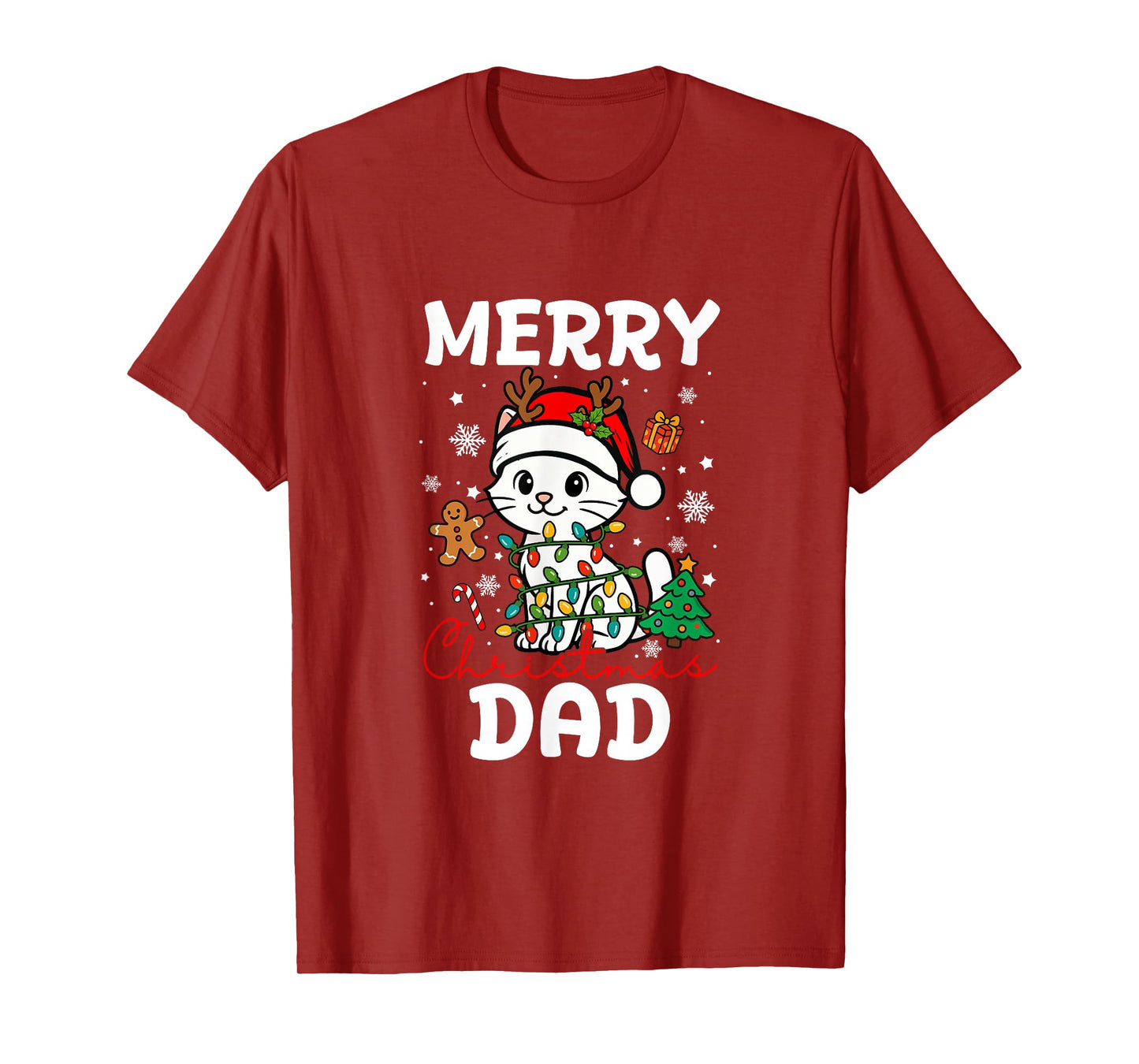 Merry Christmas Dad Santa Cat Funny Owner Lover Family T-Shirt