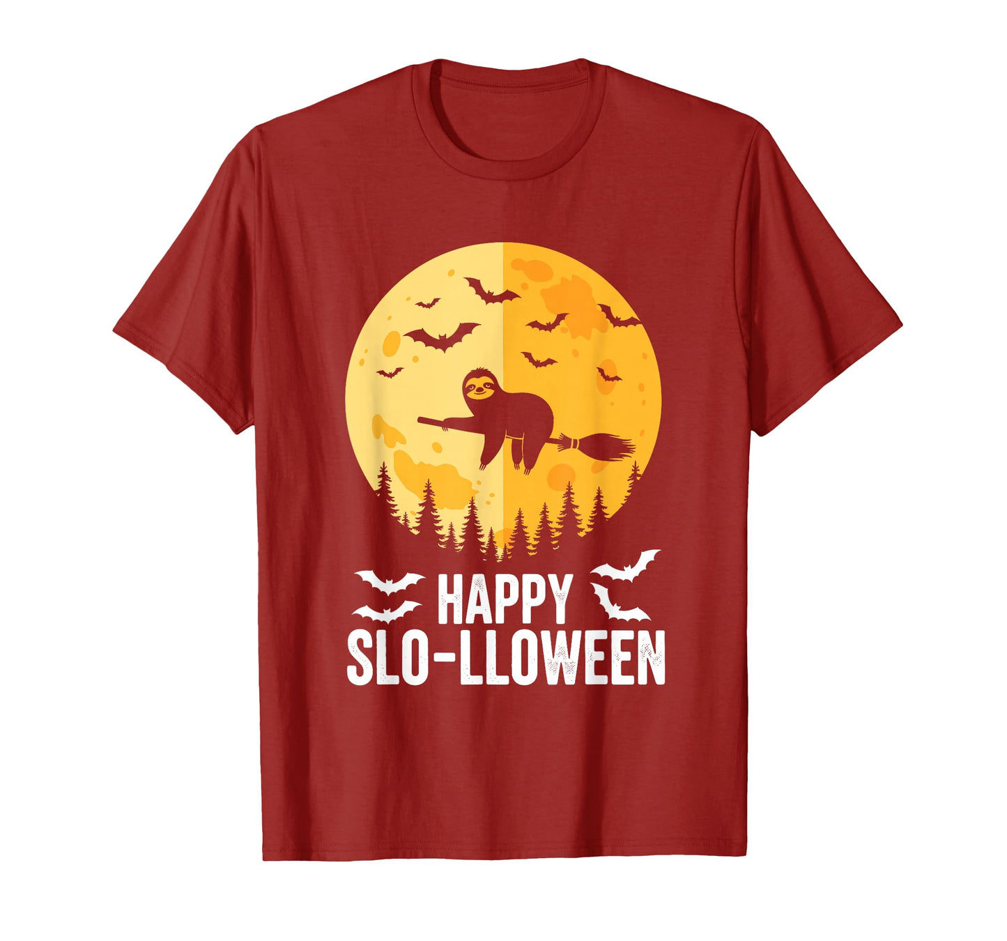 Happy Slo-lloween Funny Halloween Sloth Flying Witch T-Shirt