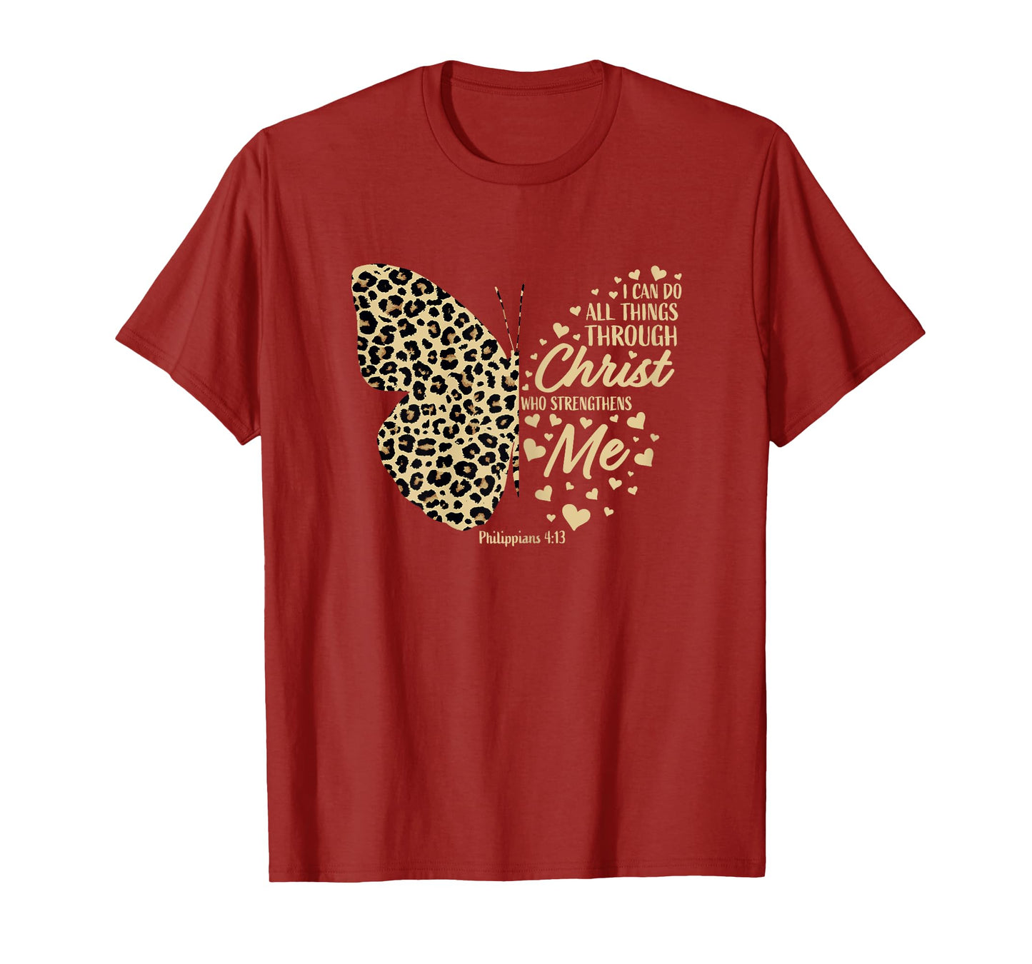 Christian Bible Verse Butterfly Cheetah Mom Women Teen Girls T-Shirt