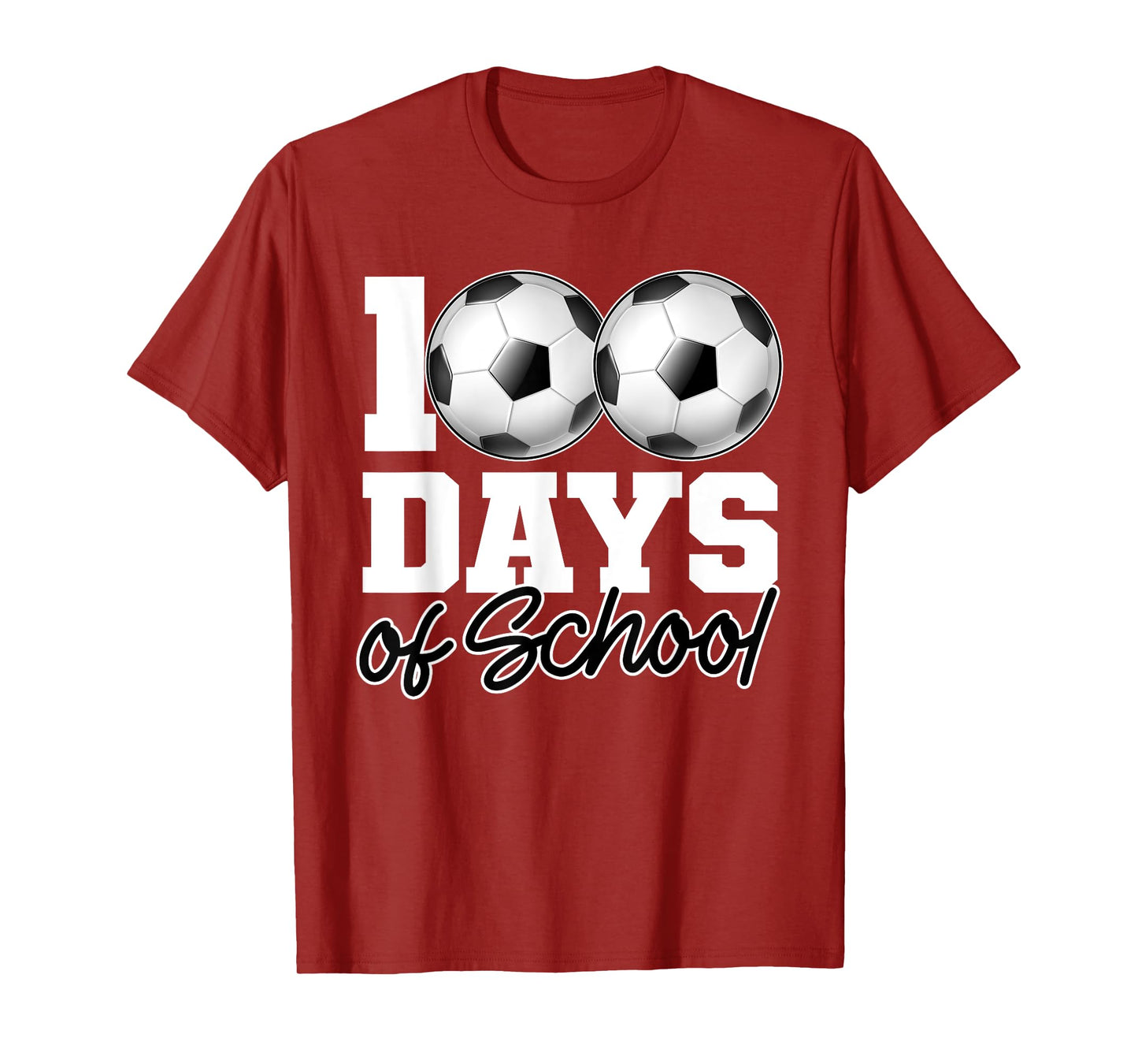 100 Days of School Soccer Ball 100th Day School Gym Teacher T-Shirt for Men Women Girls Kids