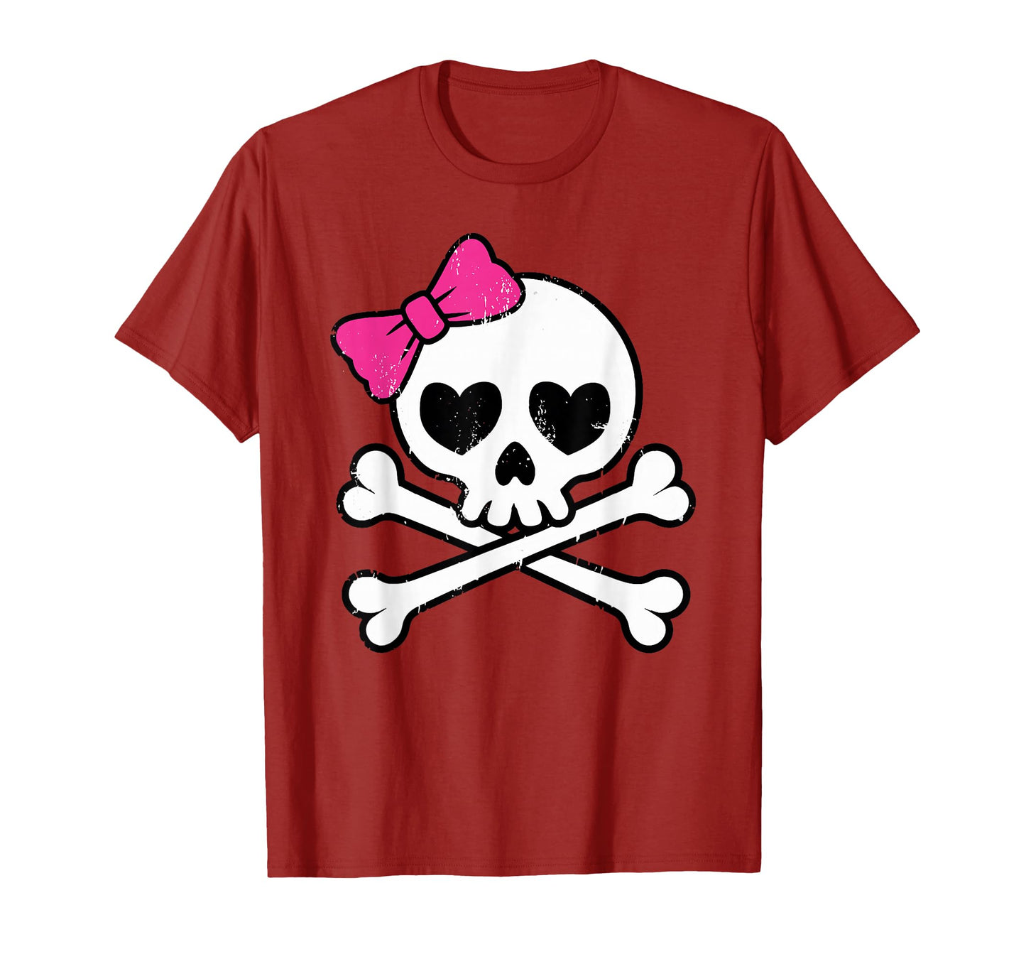 Cute Pretty Pink Skull Crossbones Girl with Hot Pink Bow T-Shirt