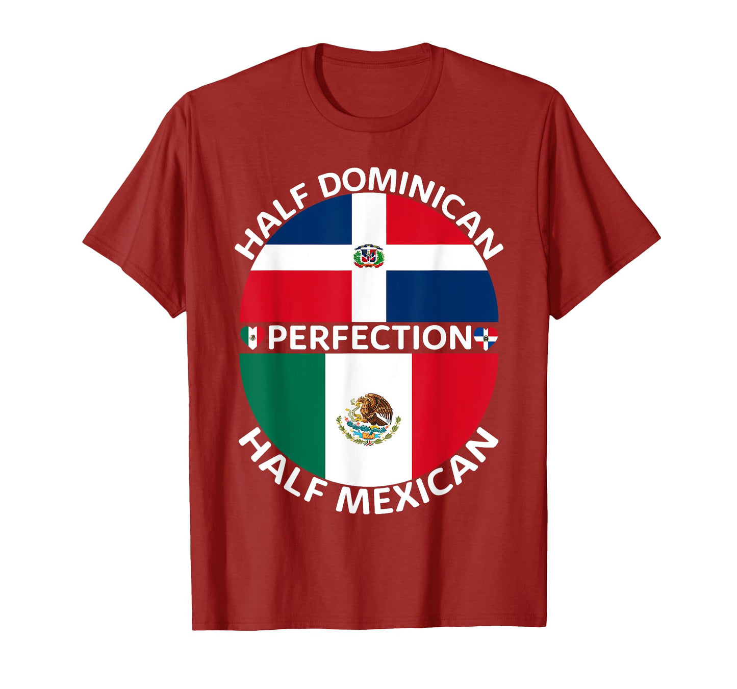 Half Mexican Half Dominican Republic Mexico Flag Roots Men T-Shirt