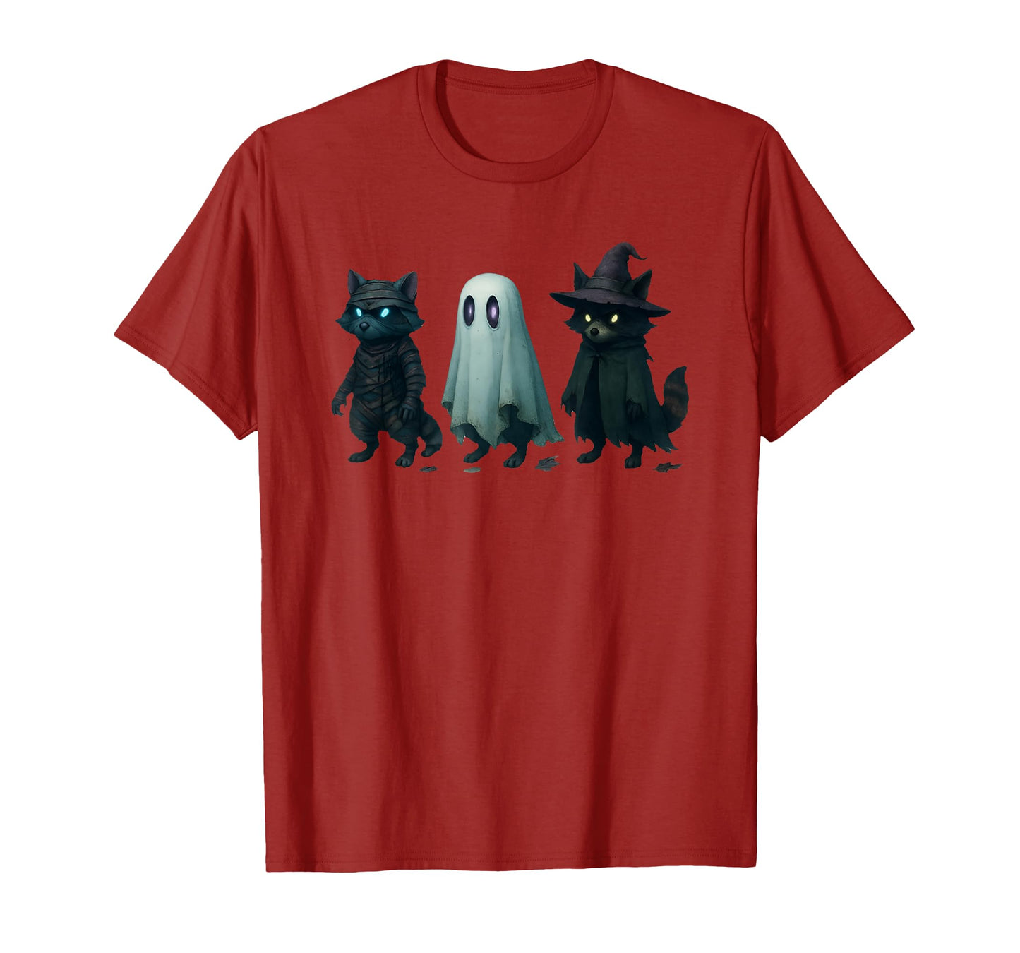 Spooky and Feral Funny Witch Ghost Raccoon Halloween Costume T-Shirt