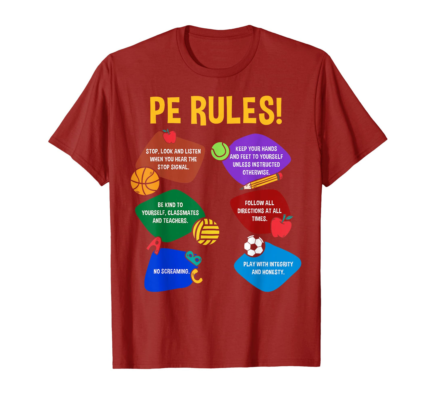P.E. Teacher Physical Education Rules School Gym Men Women T-Shirt