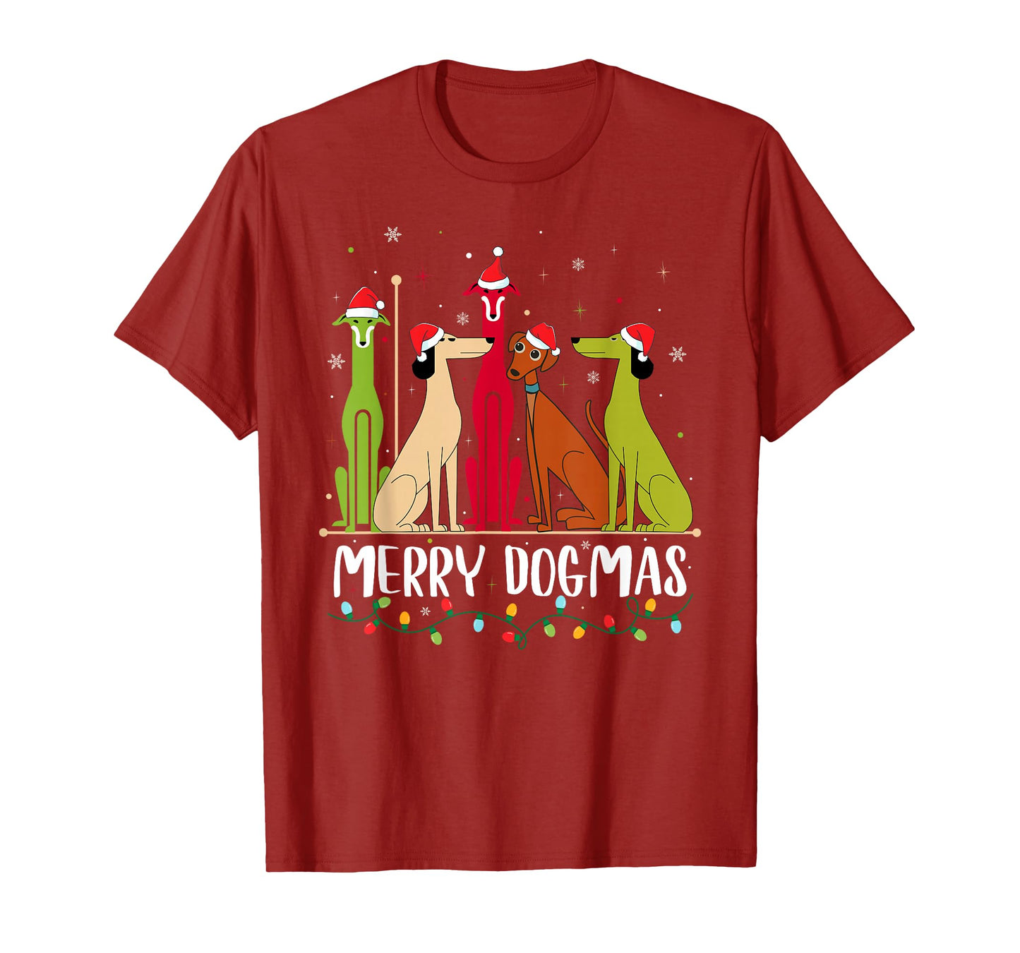 Modern Dogs 60s 70s 80s Style Funny Dogs Christmas T-Shirt