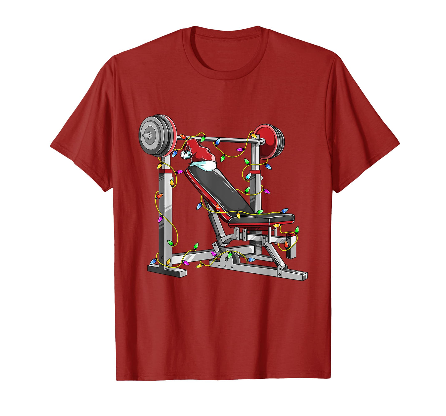 Santa In The Gym Funny Bench Press Christmas Weightlifting T-Shirt