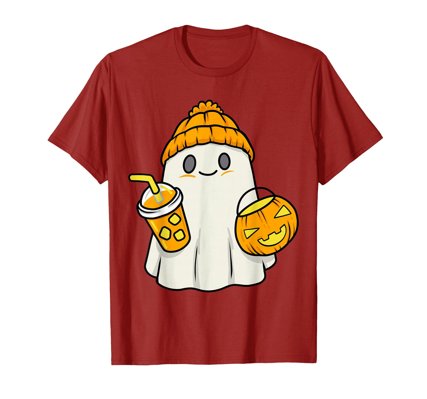 Halloween Costume Ghost Drinking Pumpkin Men Women Girls T-Shirt