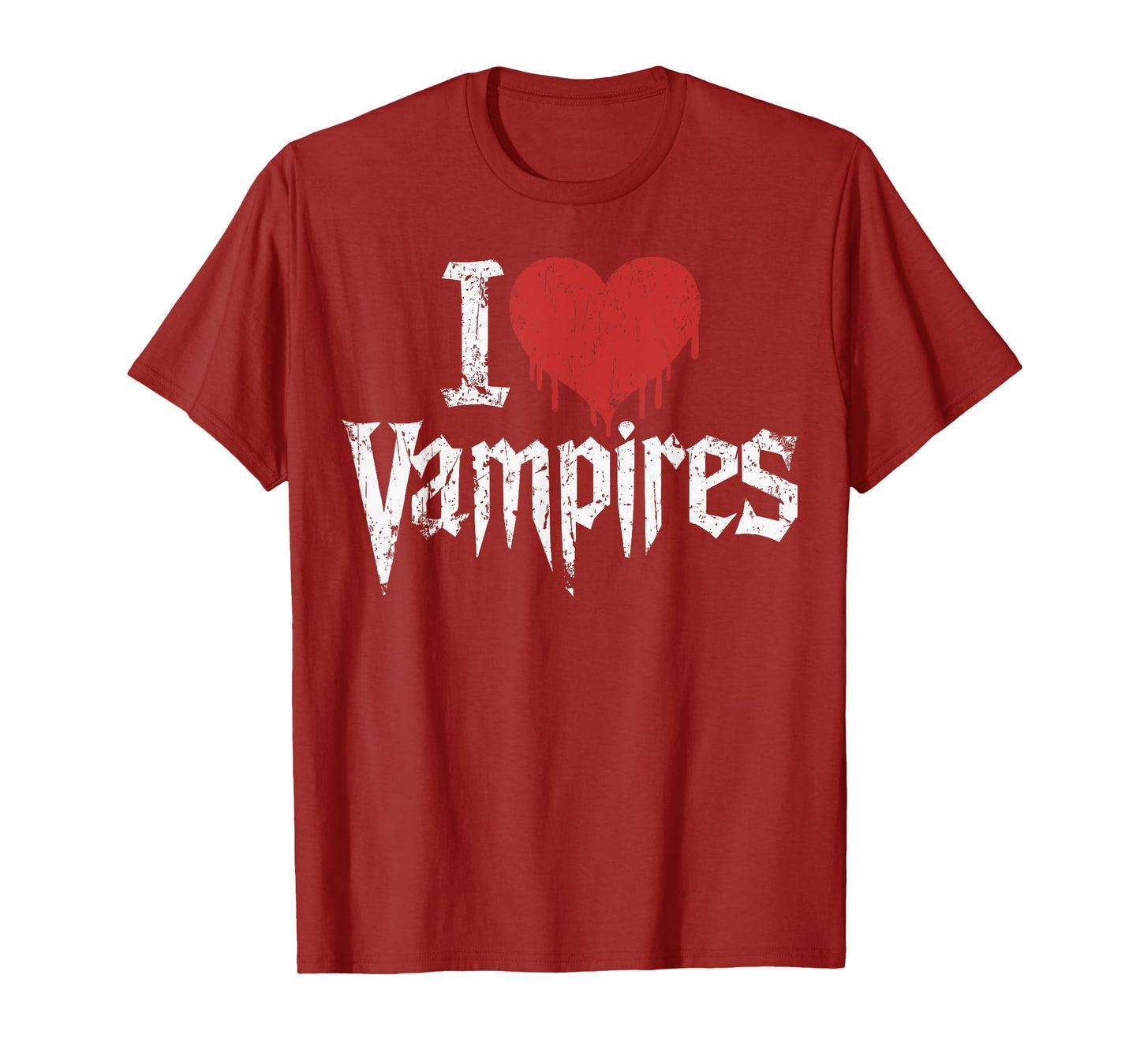 I Love Vampires I Red Heart Vampires Grunge Halloween Horror T-Shirt