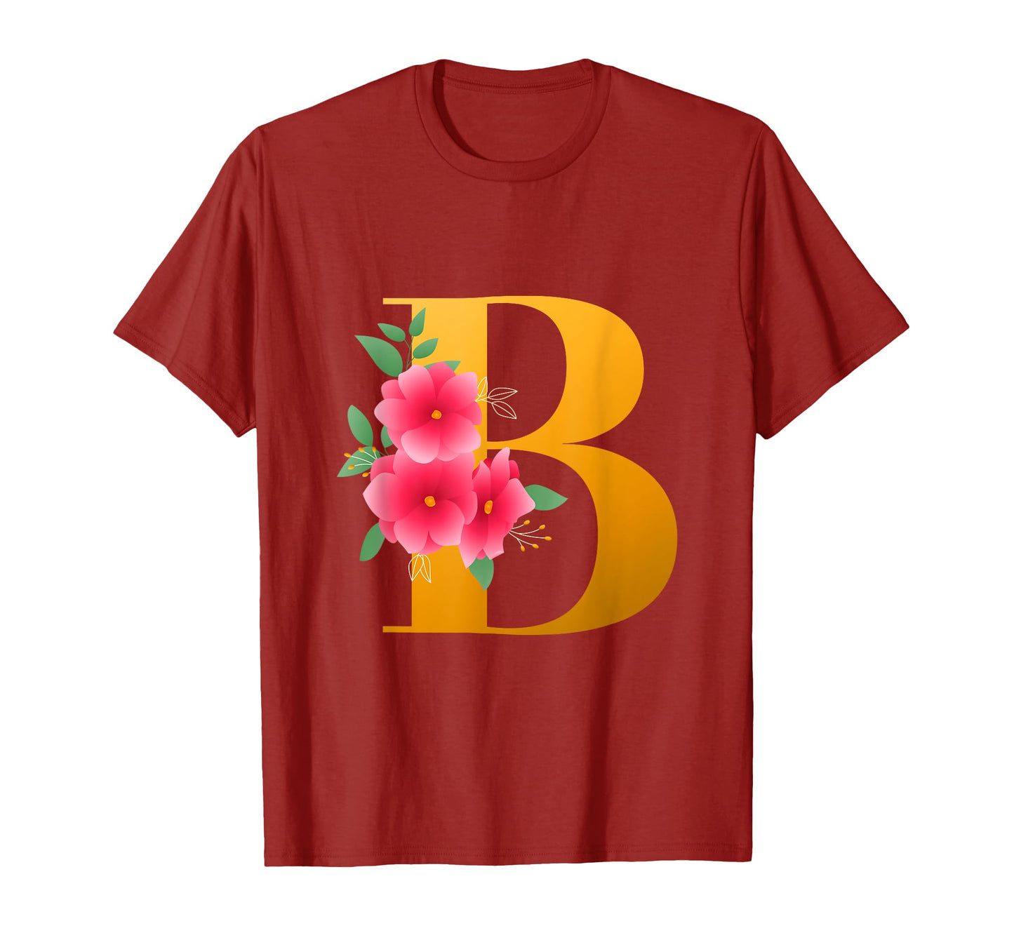 Floral B Alphabet Cute Initial Monogram Letter B Graphic T-Shirt