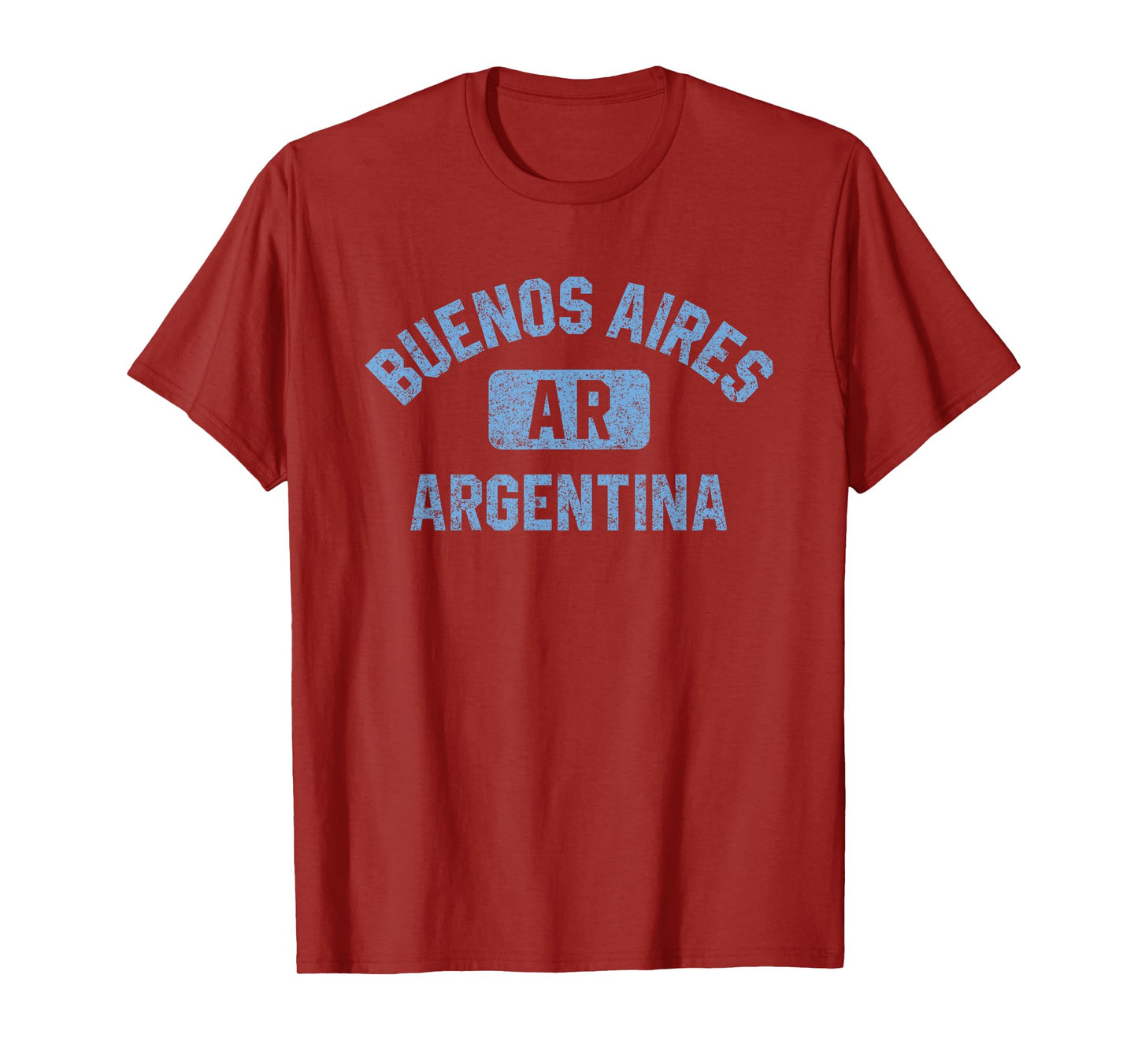 Buenos Aires Argentina Gym Style Distressed Light Blue Print T-Shirt
