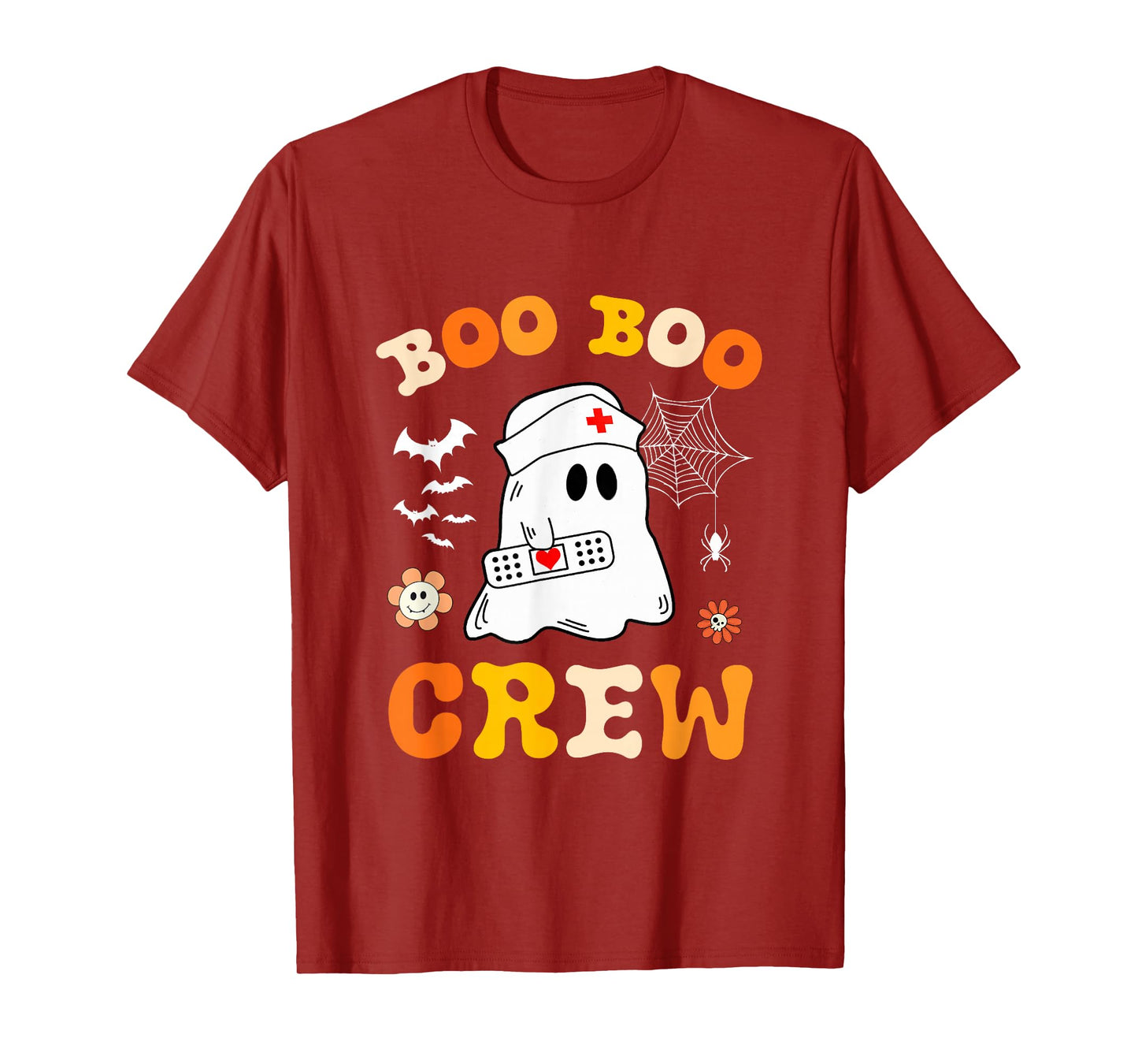 Funny Ghost Women Halloween Nurse Groovy Boo Boo Crew Nurse T-Shirt