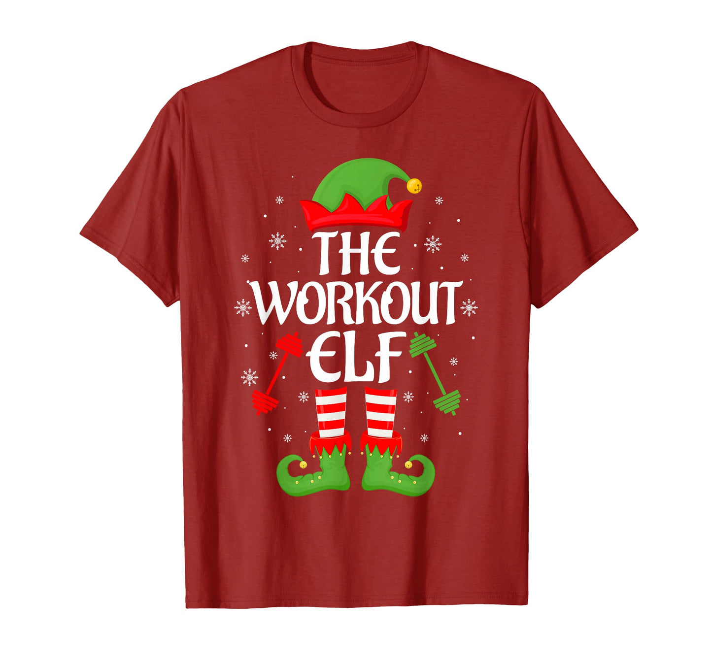Workout Elf Xmas Matching Family Elf Squad Christmas T-Shirt