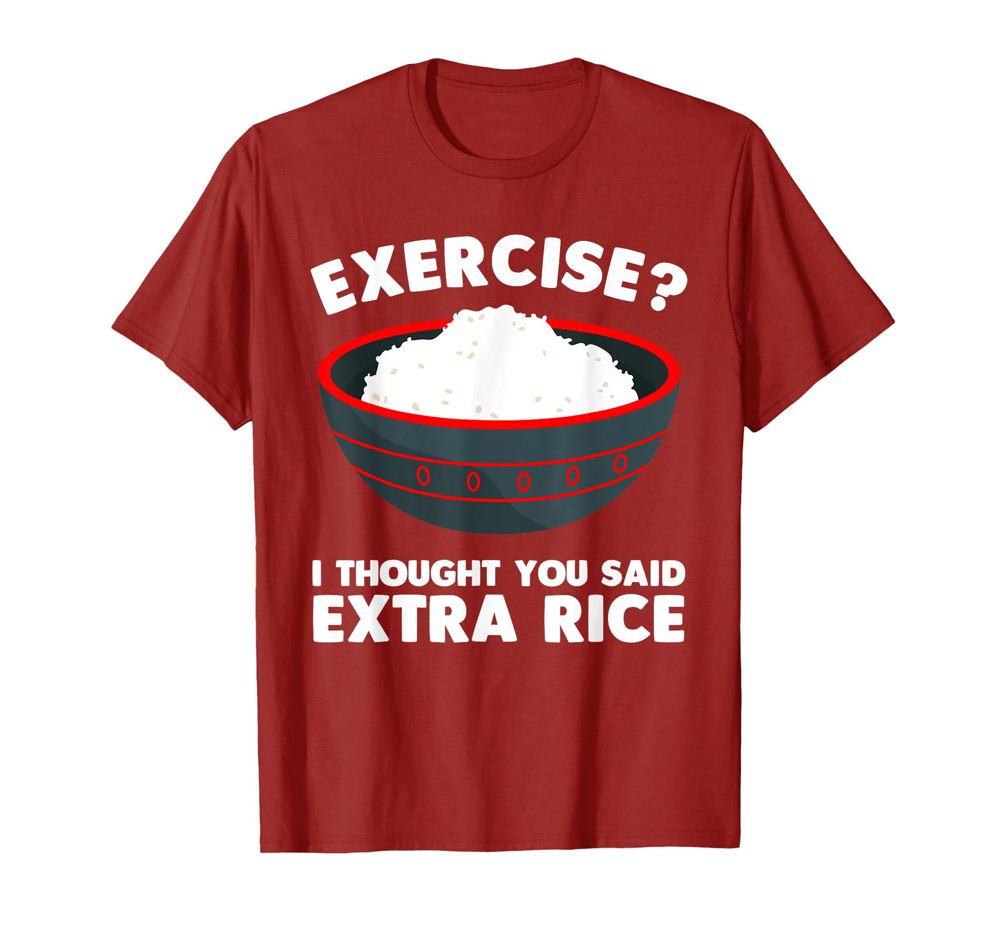 Cute Rice Art Men Women Gym Extra Rice Asian Food Vegan T-Shirt