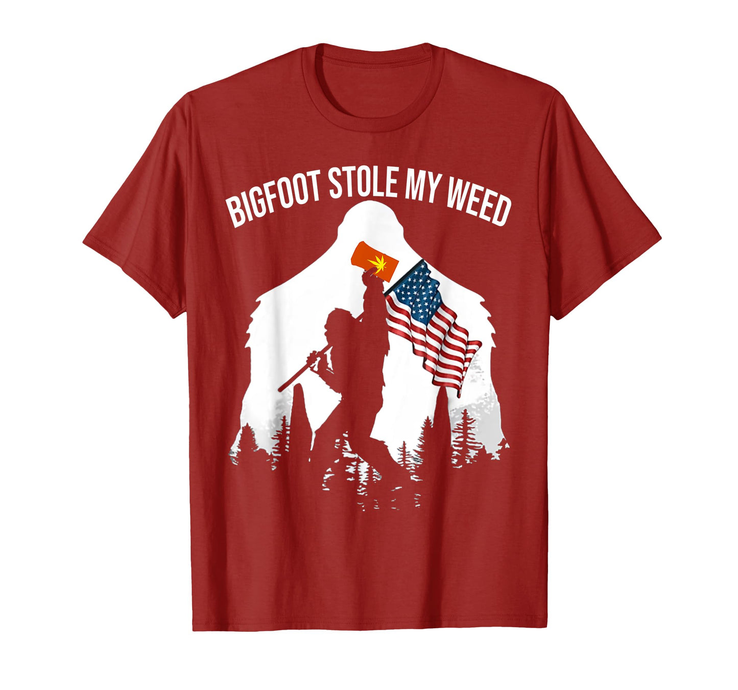 Bigfoot Stole My Weed Funny Retro Sasquatch Forest T-Shirt