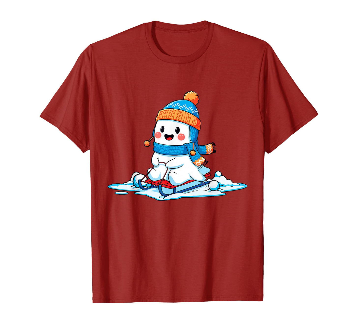 Kawaii Ghost Skii Winter Halloween Christmas Winterween T-Shirt