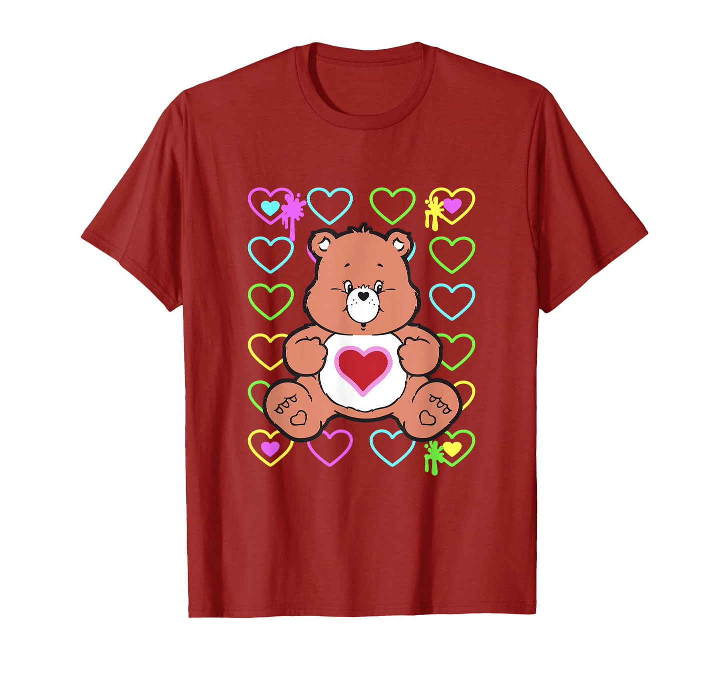 Care Bears Tenderheart Bear Color Pop Graffiti Hearts T-Shirt