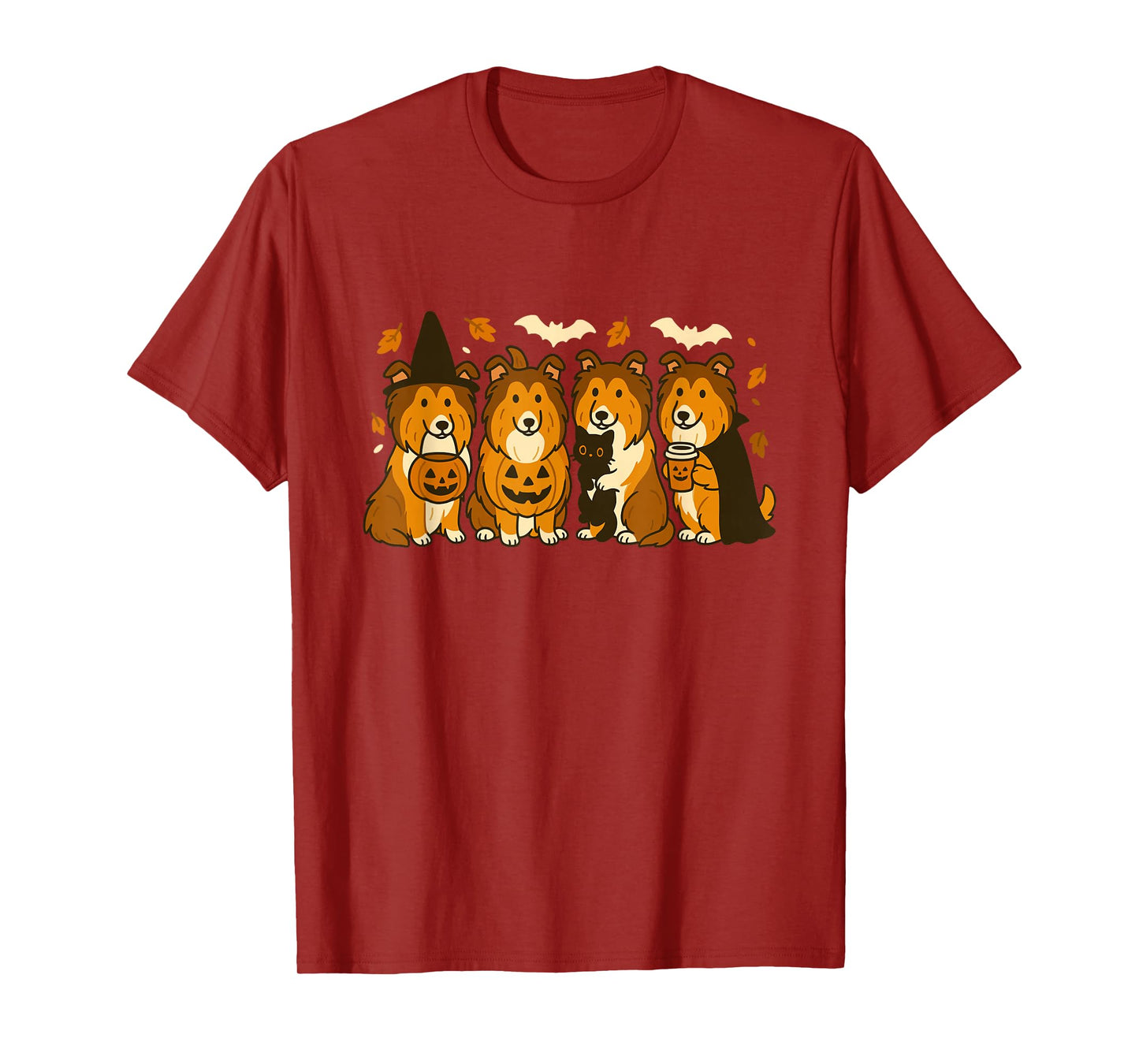 Witch Rough Collie Halloween Fall Rough Collie Dog Mom T-Shirt