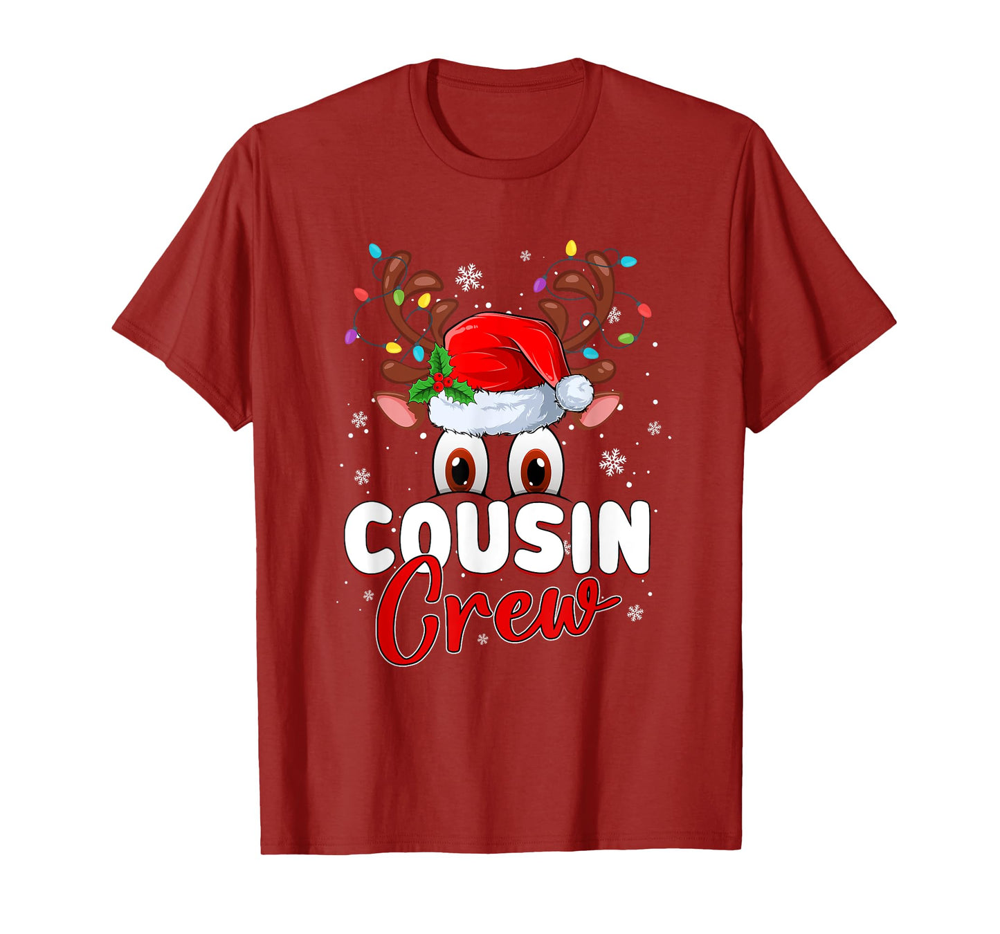 Cousin Crew Christmas Santa Hat Xmas Lights Funny Holiday T-Shirt