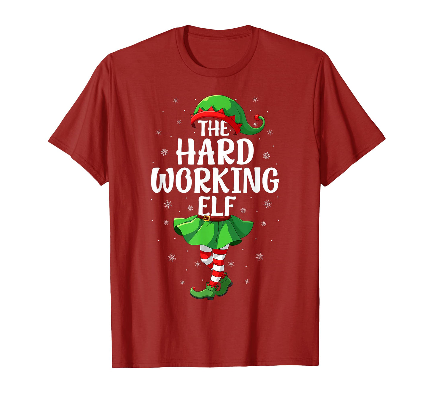 Hard Working Elf Christmas Girls Women Elf Squad Xmas Family T-Shirt